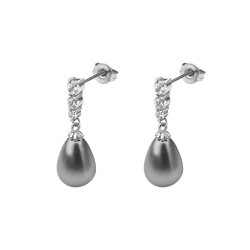 BALCANO - Stilla / Boucles d'oreilles perle de coquillage pendantes en forme de goutte avec zirconium