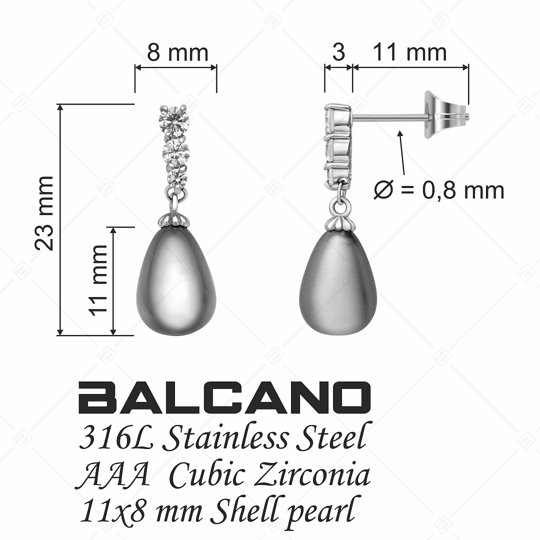 BALCANO - Stilla / Tropfenförmige Ohrringe mit Muschelperlen und Zirkonia Edelsteinen (141101BC98)