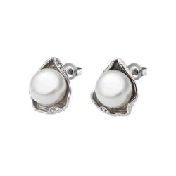 BALCANO - Marina / Stainless Steel Shell Bead Earrings With Cubic Zirconia Gemstones