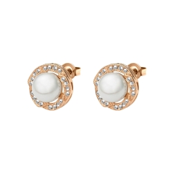 BALCANO - Serena / Magnifique boucles d'oreilles en perle de coquillage, plaqué or rose 18K