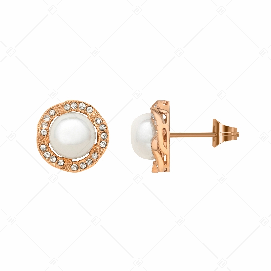 BALCANO - Serena / Magnifique boucles d'oreilles en perle de coquillage, plaqué or rose 18K (141103BC00)