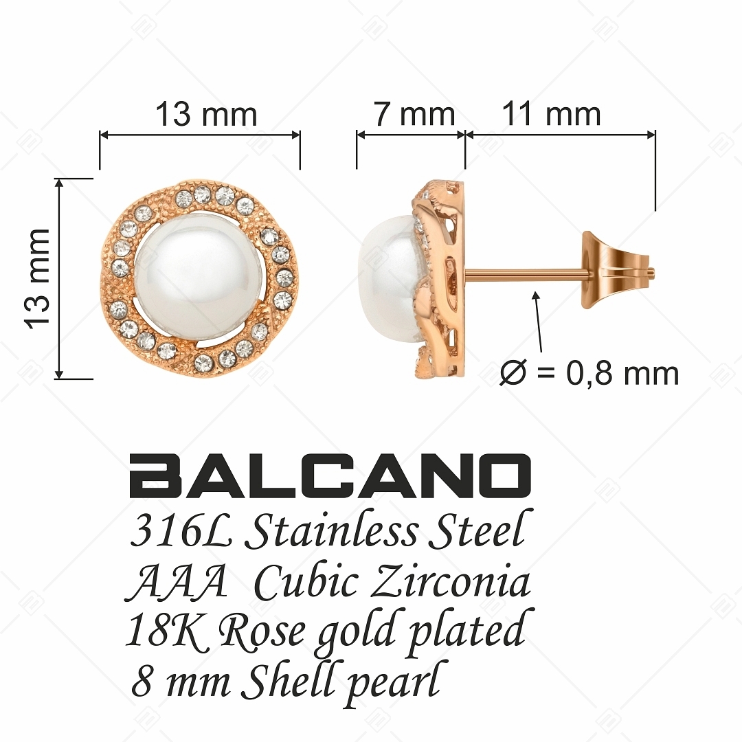 BALCANO - Serena / Wunderschöne Muschelperlen Ohrringe mit 18K Roségold Beschichtung (141103BC00)