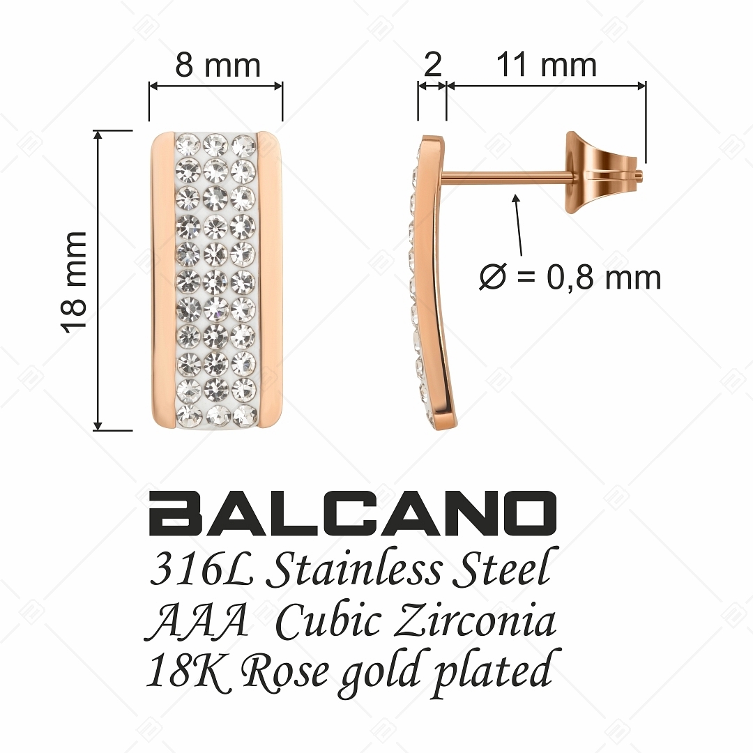 BALCANO - Giulia / Rechteckige Kristall Ohrringe mit 18K Roségold Beschichtung (141105BC96)