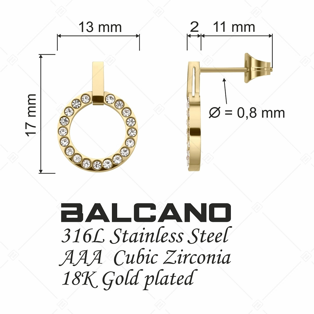 BALCANO - Veronic / Runde Zirkonia Kristallen Ohrringe mit 18K Gold Beschichtung (141106BC88)
