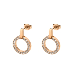 BALCANO - Veronic / Round Earrings With Zirconia Gemstone and 18K Rose Gold Plated