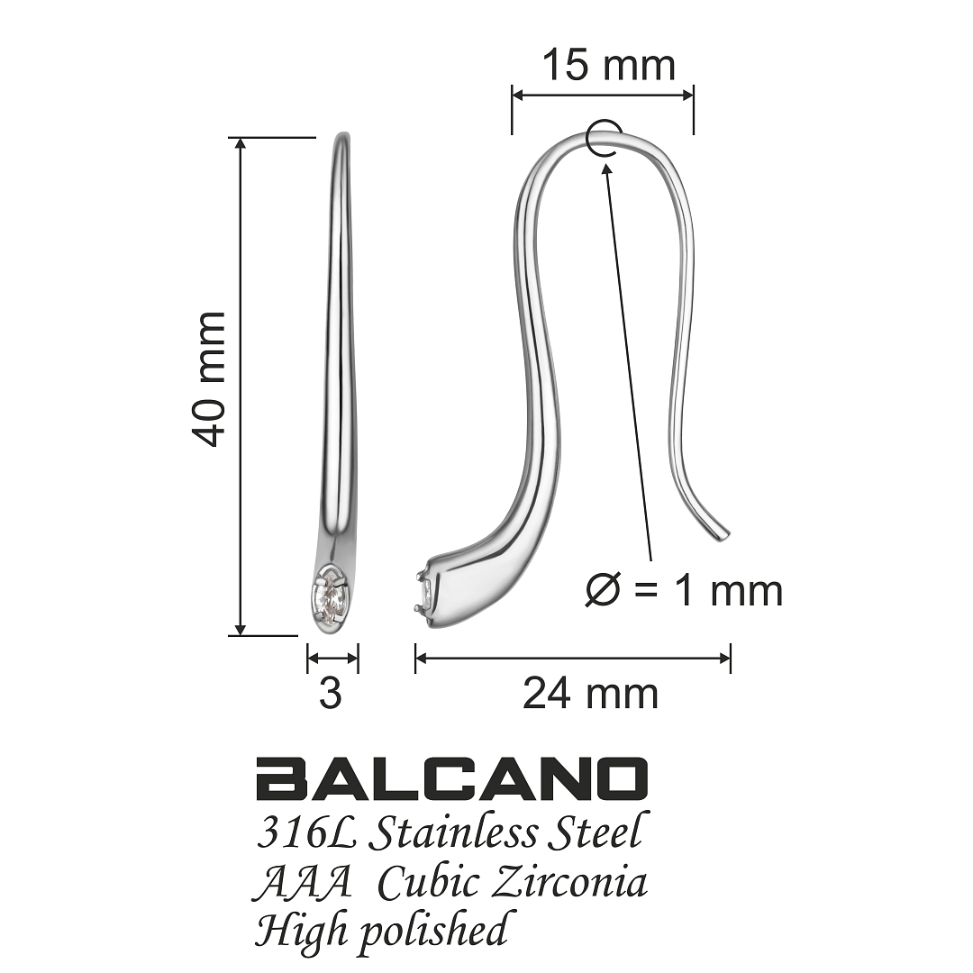 BALCANO - Arco / Curved Earrings With Zirconia Gemstone (141107BC97)
