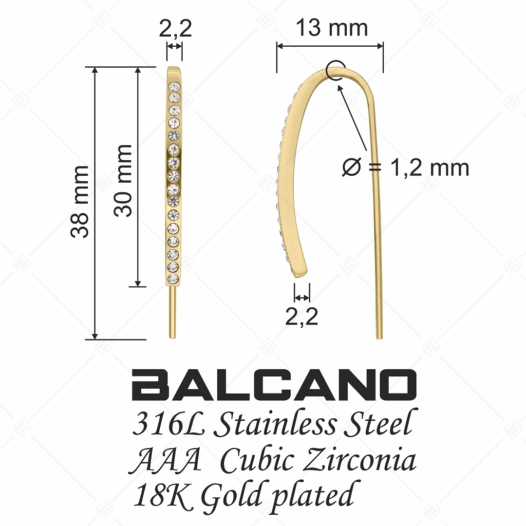 BALCANO - Fortuna / Curved Earrings With Zirconia Gemstones (141108BC88)