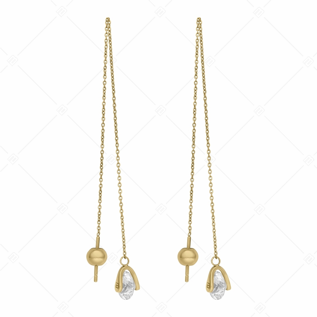 BALCANO - Catena / Drop Earrings With Chain and Zirconia Gemstone (141109BC88)