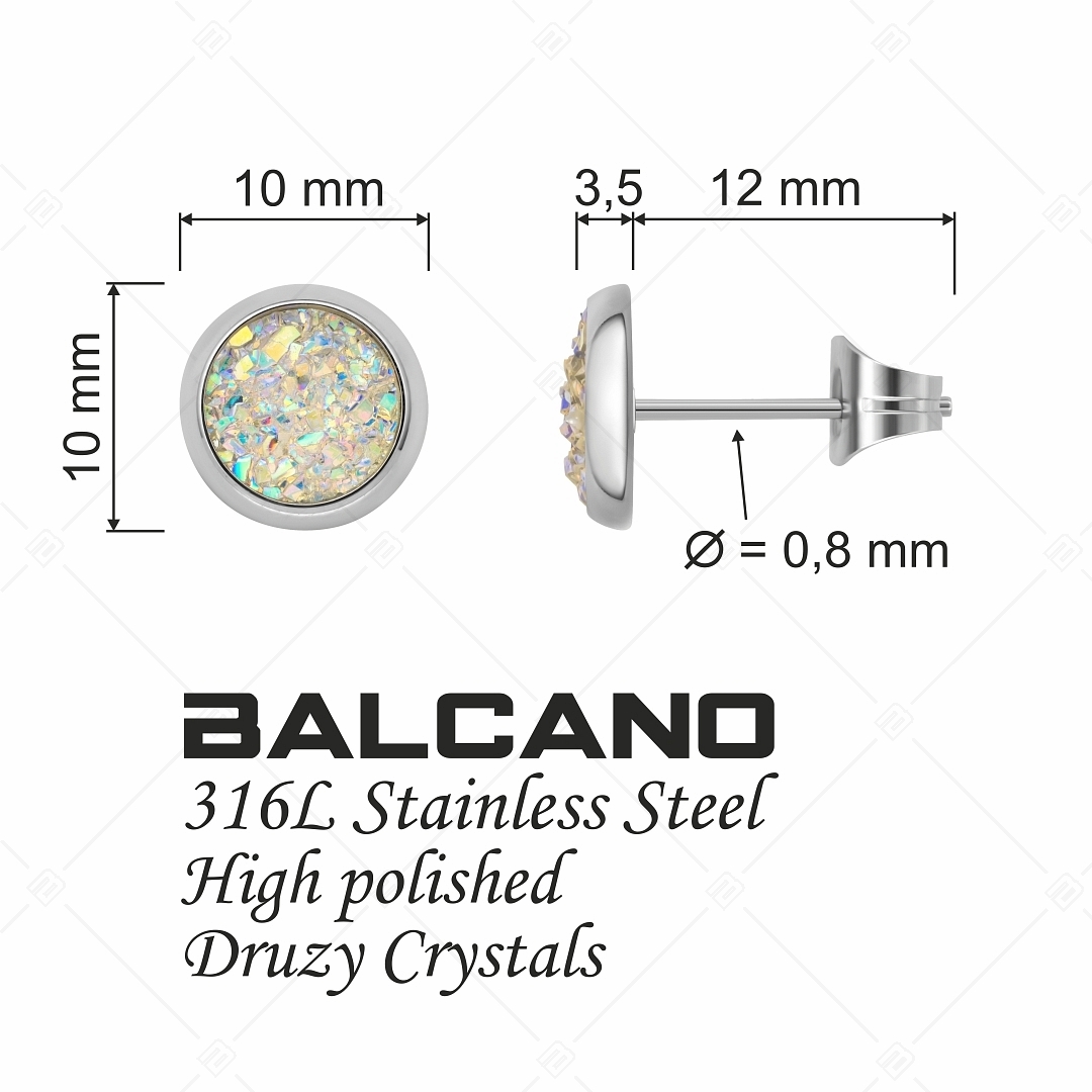 BALCANO - Druzy / Boucles d'oreilles rondes type perceuse en cristal minéral (141111BC09)