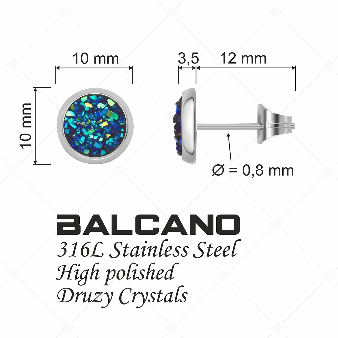 BALCANO - Druzy / Boucles d'oreilles rondes type perceuse en cristal minéral (141111BC44)
