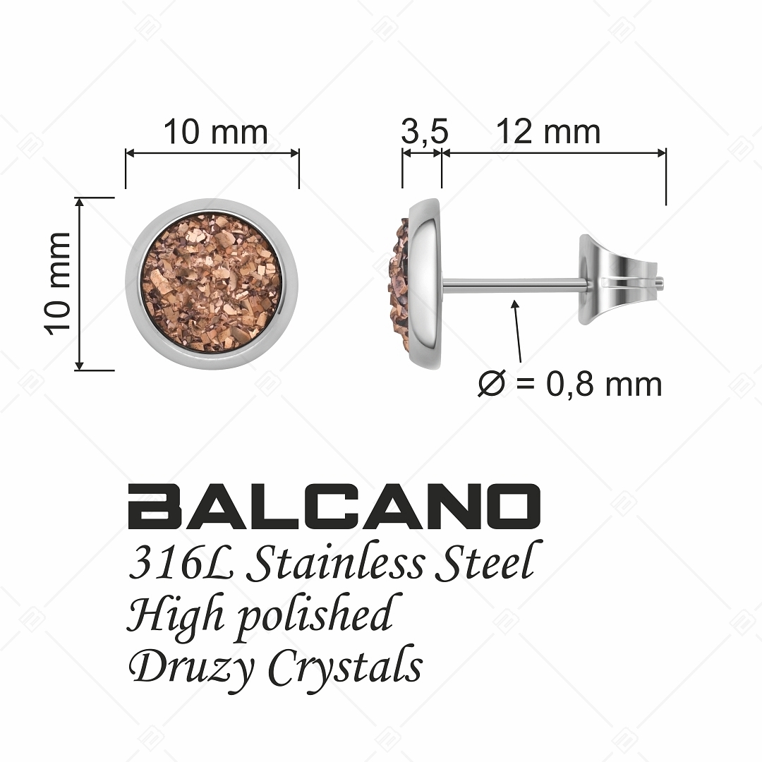 BALCANO - Druzy / Boucles d'oreilles rondes type perceuse en cristal minéral (141111BC58)