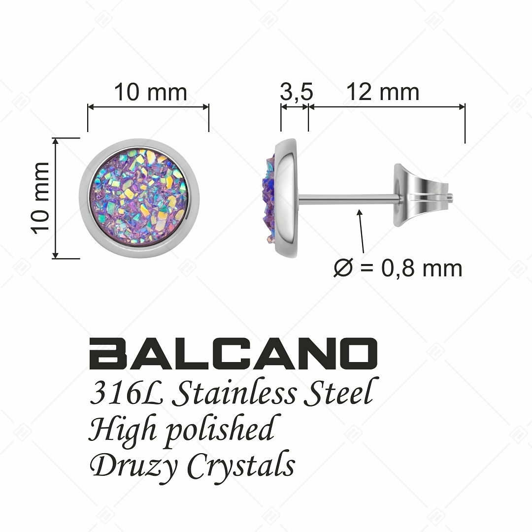 BALCANO - Druzy / Boucles d'oreilles rondes type perceuse en cristal minéral (141111BC77)