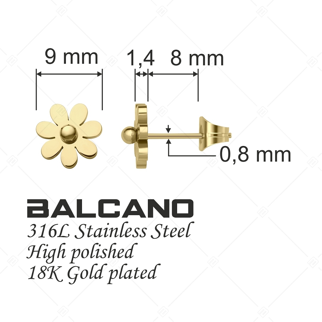BALCANO - Daisy / Boucles d'oreilles en forme de pâquerette en acier inoxydable plaqué or rose 18K (141200BC88)