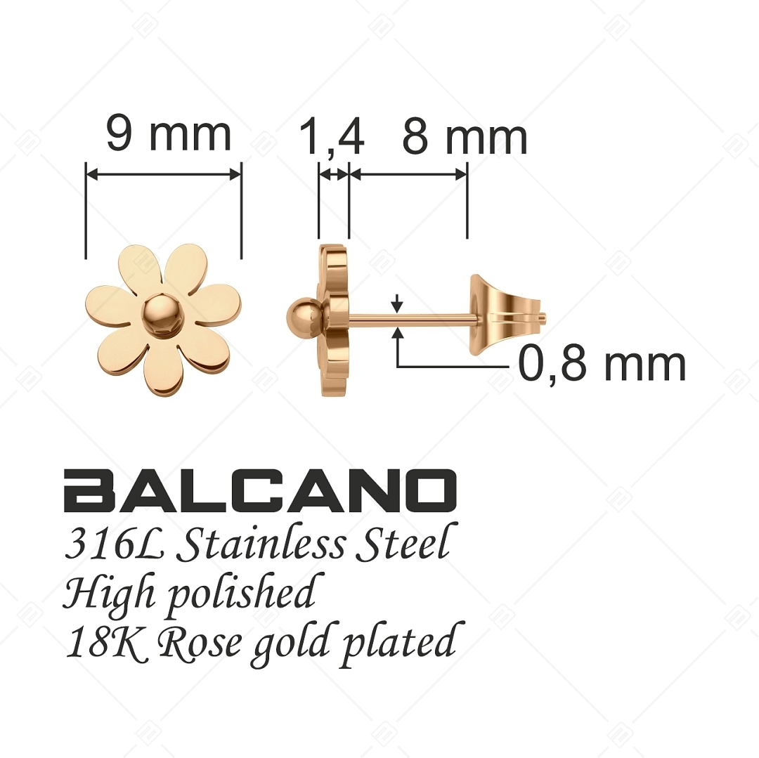 BALCANO - Daisy / Stainless Steel Earrings With Daisy Flower Shape, 18K Rose Gold Plated (141200BC96)