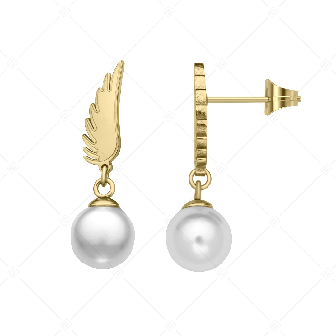BALCANO - Angelo / Boucles d'oreilles en forme d'ailes d'ange avec des perles de coquillage pendantes (141205BC88)