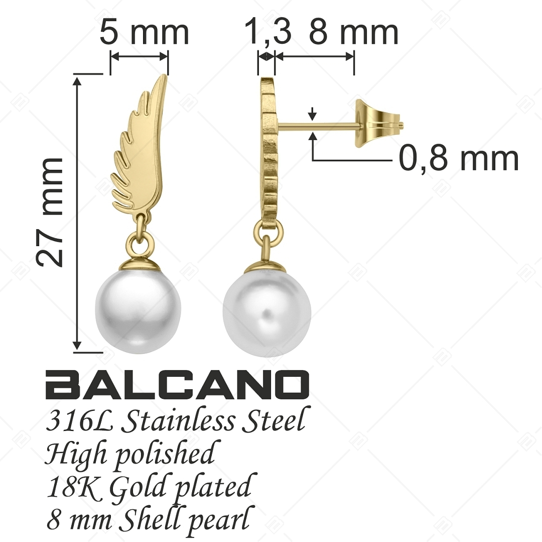 BALCANO - Angelo / Boucles d'oreilles en forme d'ailes d'ange avec des perles de coquillage pendantes (141205BC88)