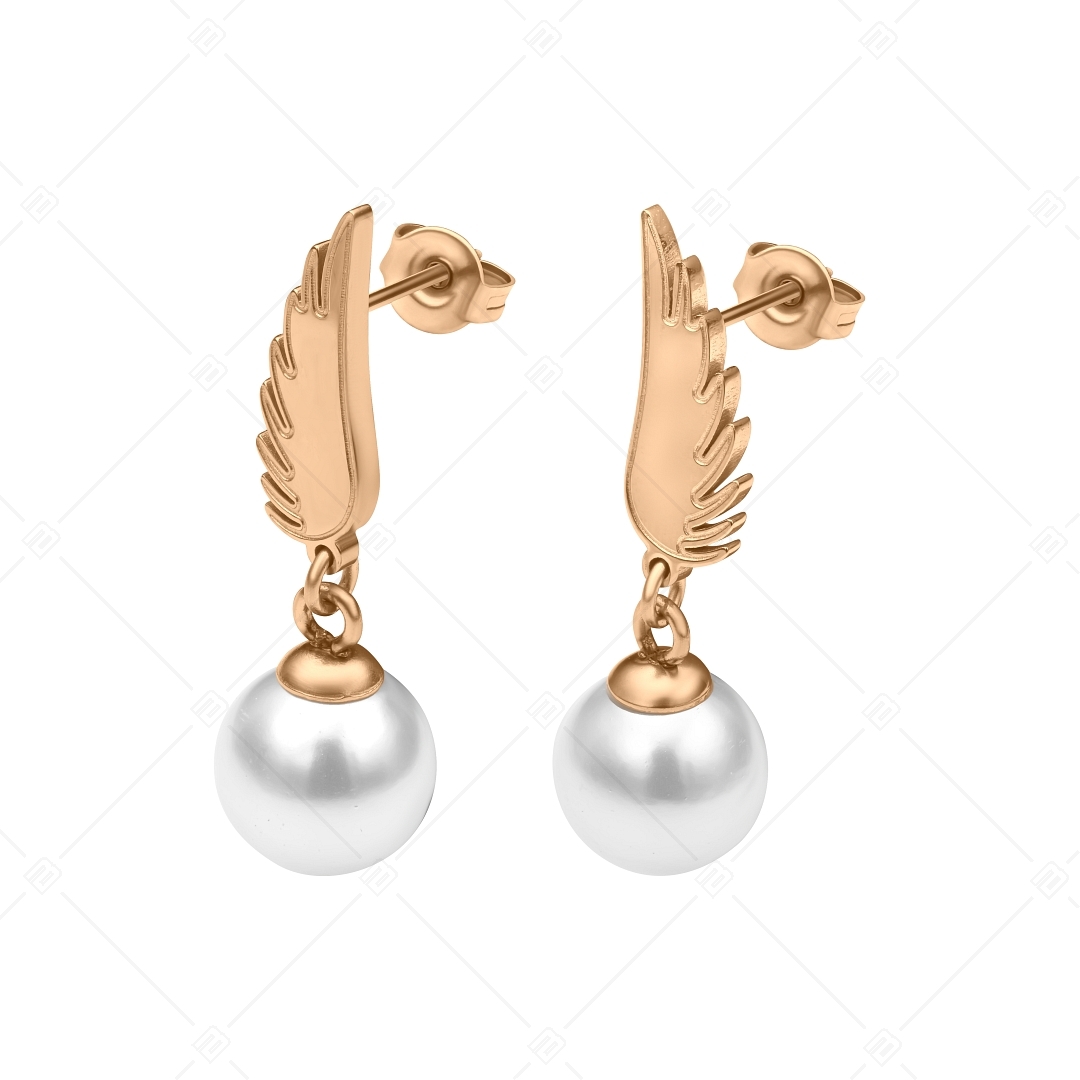 BALCANO - Angelo / Boucles d'oreilles en forme d'ailes d'ange avec des perles de coquillage pendantes (141205BC96)