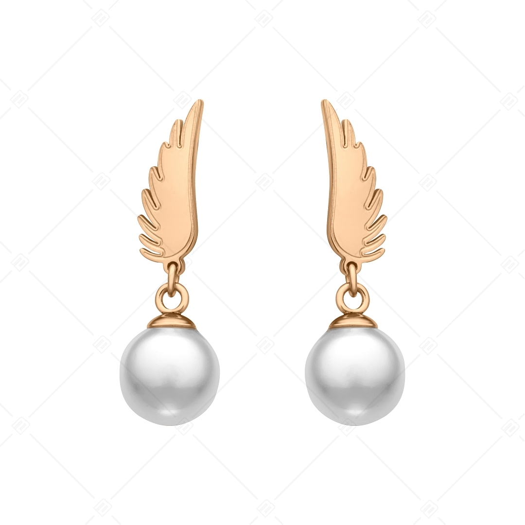 BALCANO - Angelo / Boucles d'oreilles en forme d'ailes d'ange avec des perles de coquillage pendantes (141205BC96)