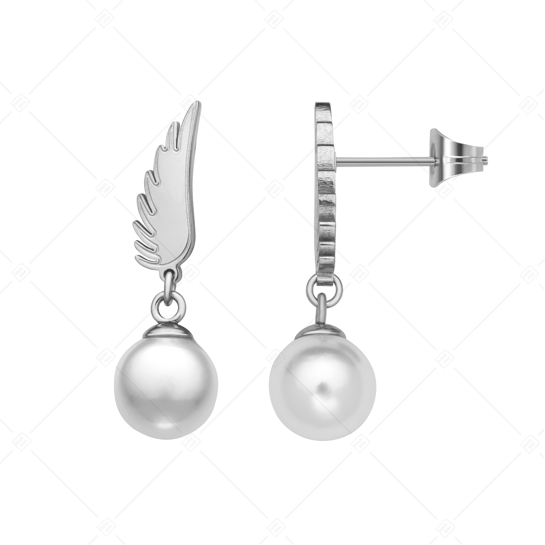 BALCANO - Angelo / Boucles d'oreilles en forme d'ailes d'ange avec des perles de coquillage pendantes (141205BC97)