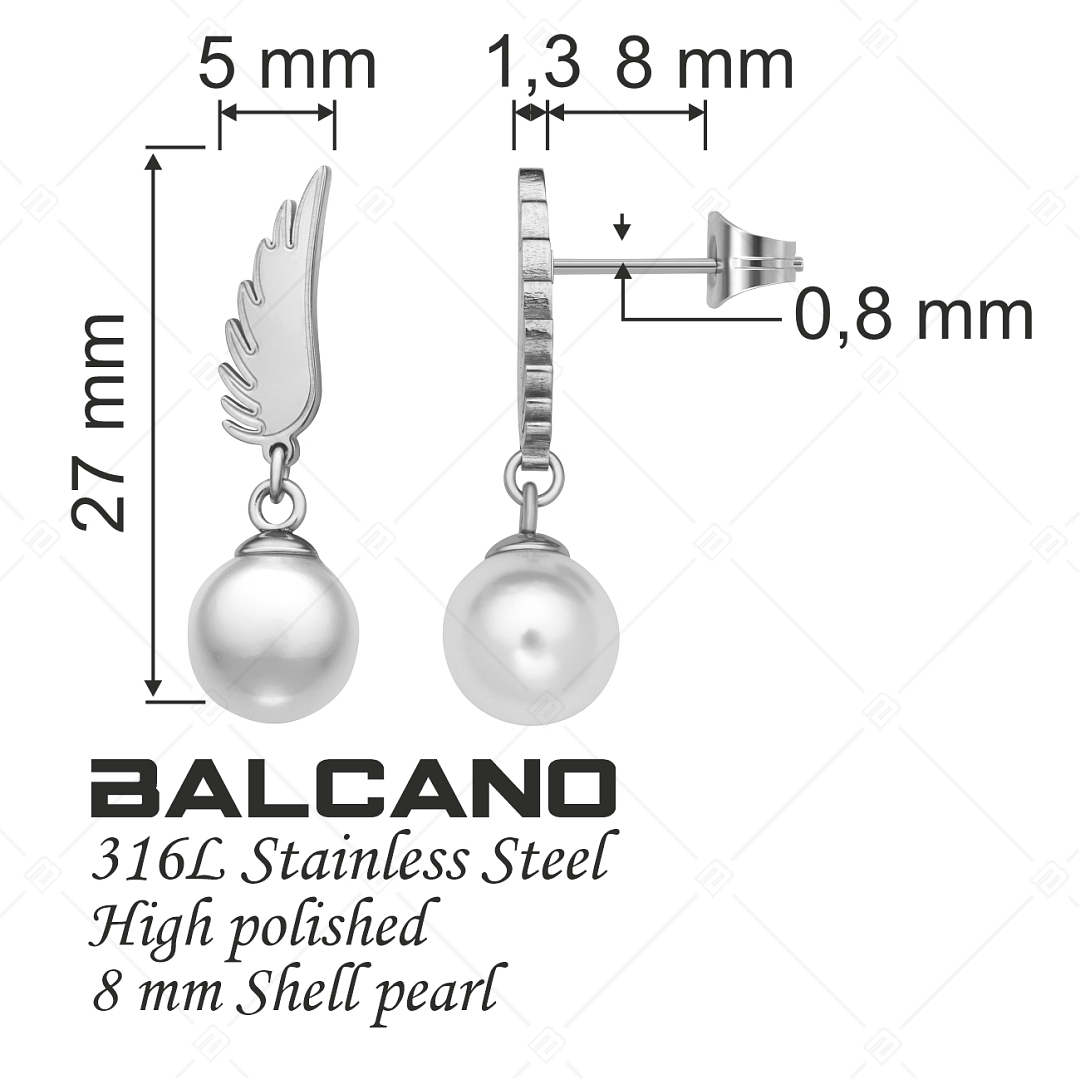 BALCANO - Angelo / Boucles d'oreilles en forme d'ailes d'ange avec des perles de coquillage pendantes (141205BC97)