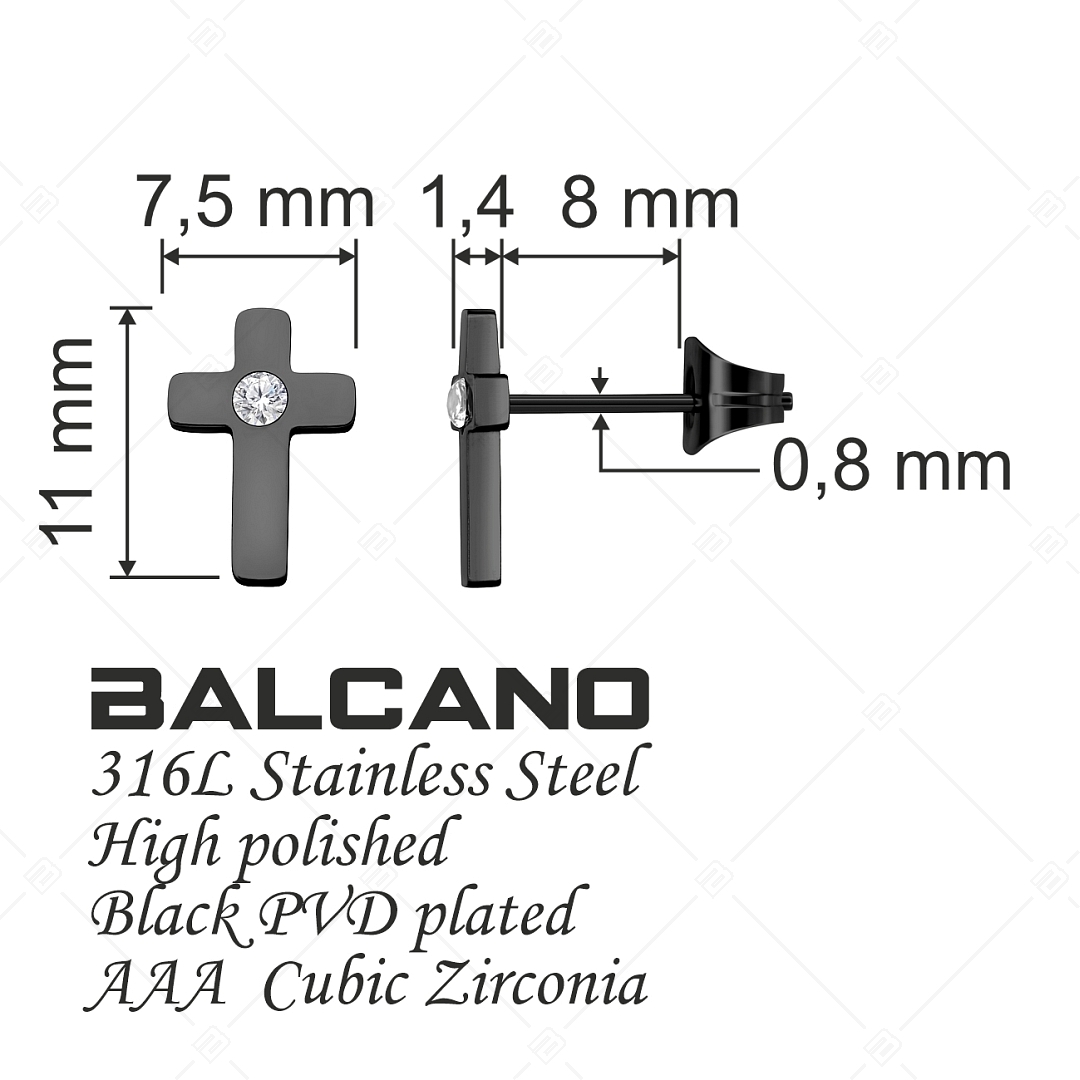 BALCANO - Piccolo Croce / Boucles d'oreilles type perceuse en forme de croix avec zirconium (141206BC11)