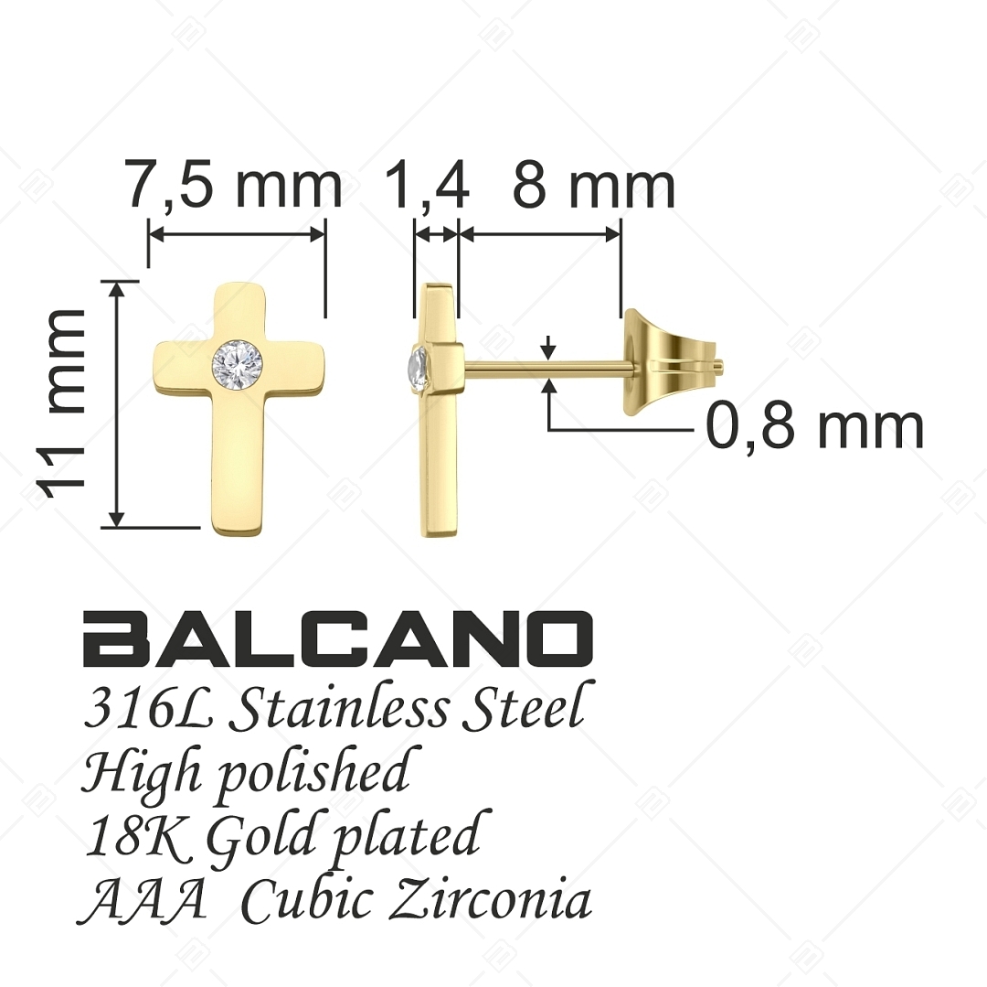 BALCANO - Piccolo Croce / Cross Shaped Stud Earrings With Zirconia (141206BC88)