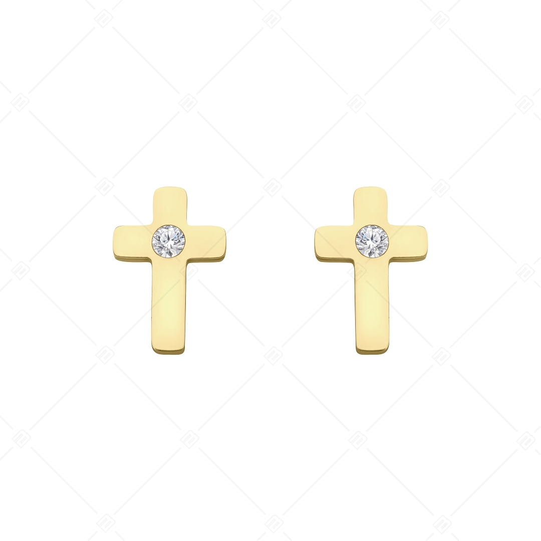 BALCANO - Piccolo Croce / Cross Shaped Stud Earrings With Zirconia (141206BC88)