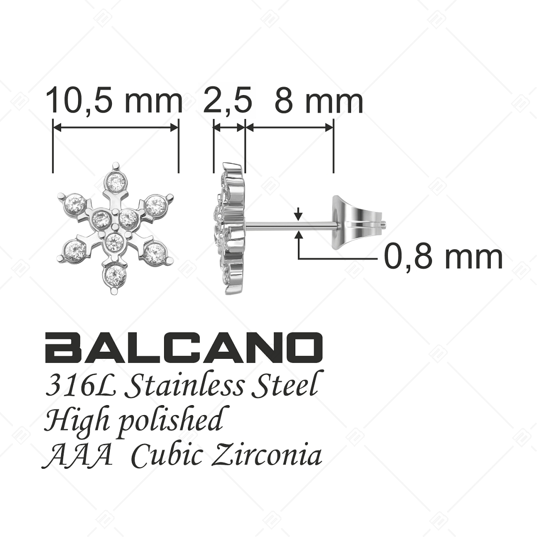 BALCANO - Hiona / Boucles d'oreilles flocon de neige avec zirconium (141209BC97)