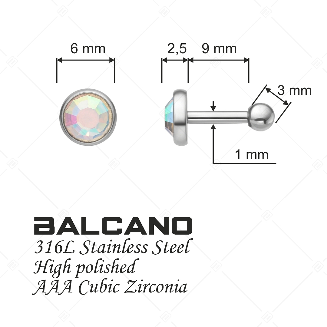 BALCANO - Punto / Runde glänzende Ohrstecker mit Kristall (141210BC09)