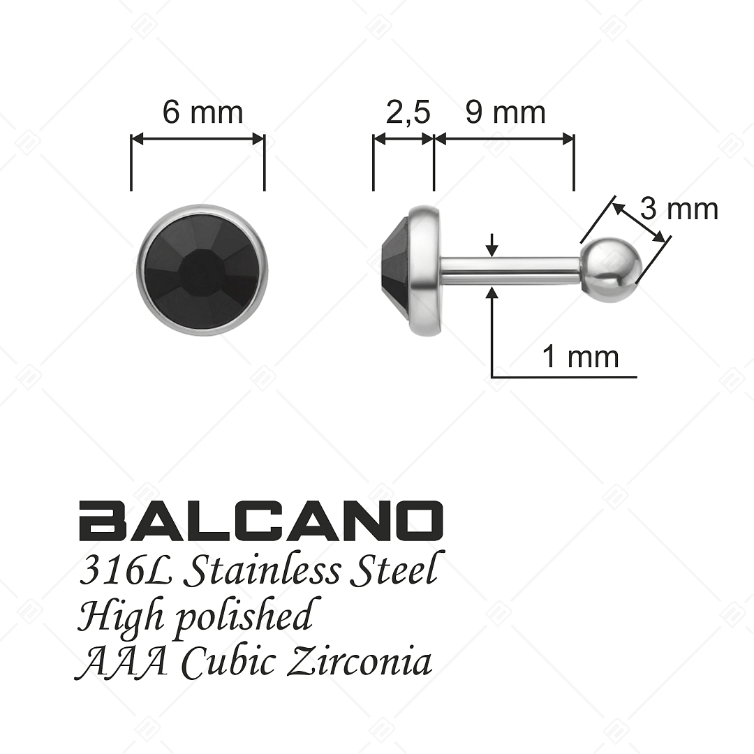BALCANO - Punto / Runde glänzende Ohrstecker mit Kristall (141210BC11)