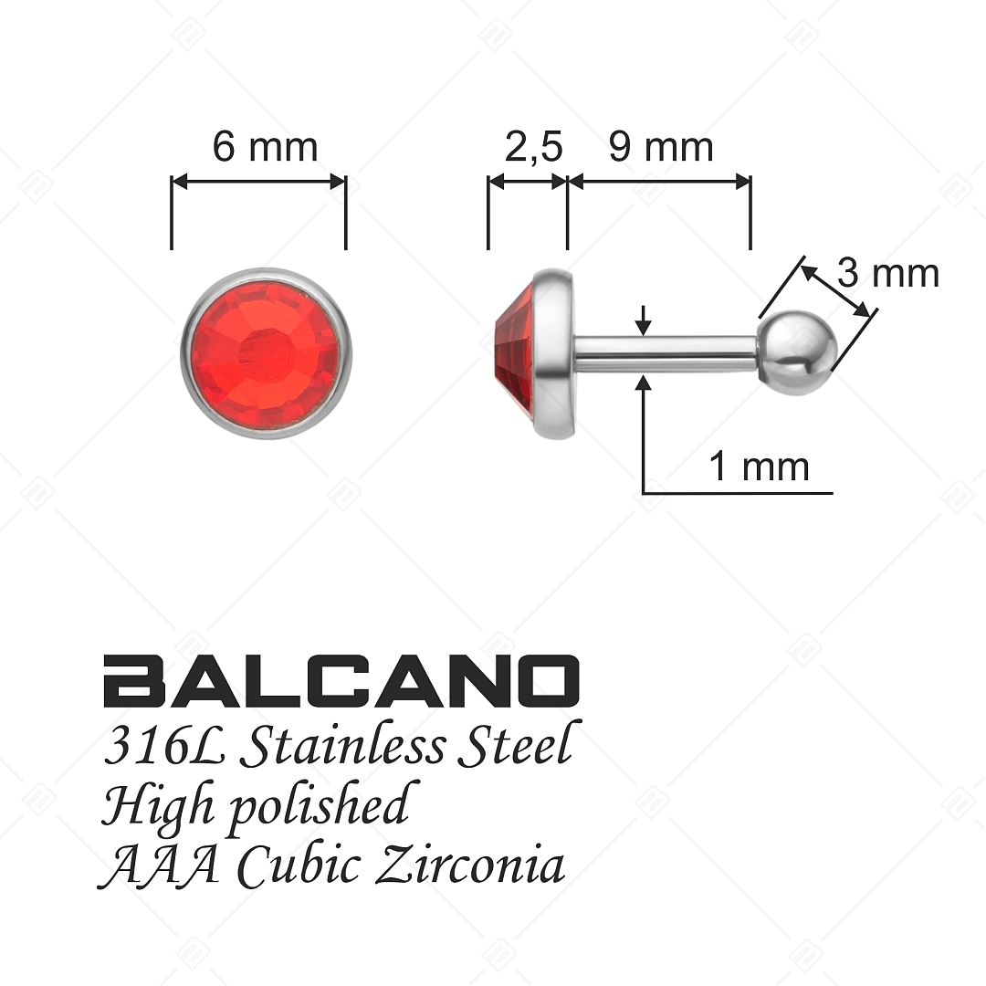 BALCANO - Punto / Runde glänzende Ohrstecker mit Kristall (141210BC22)