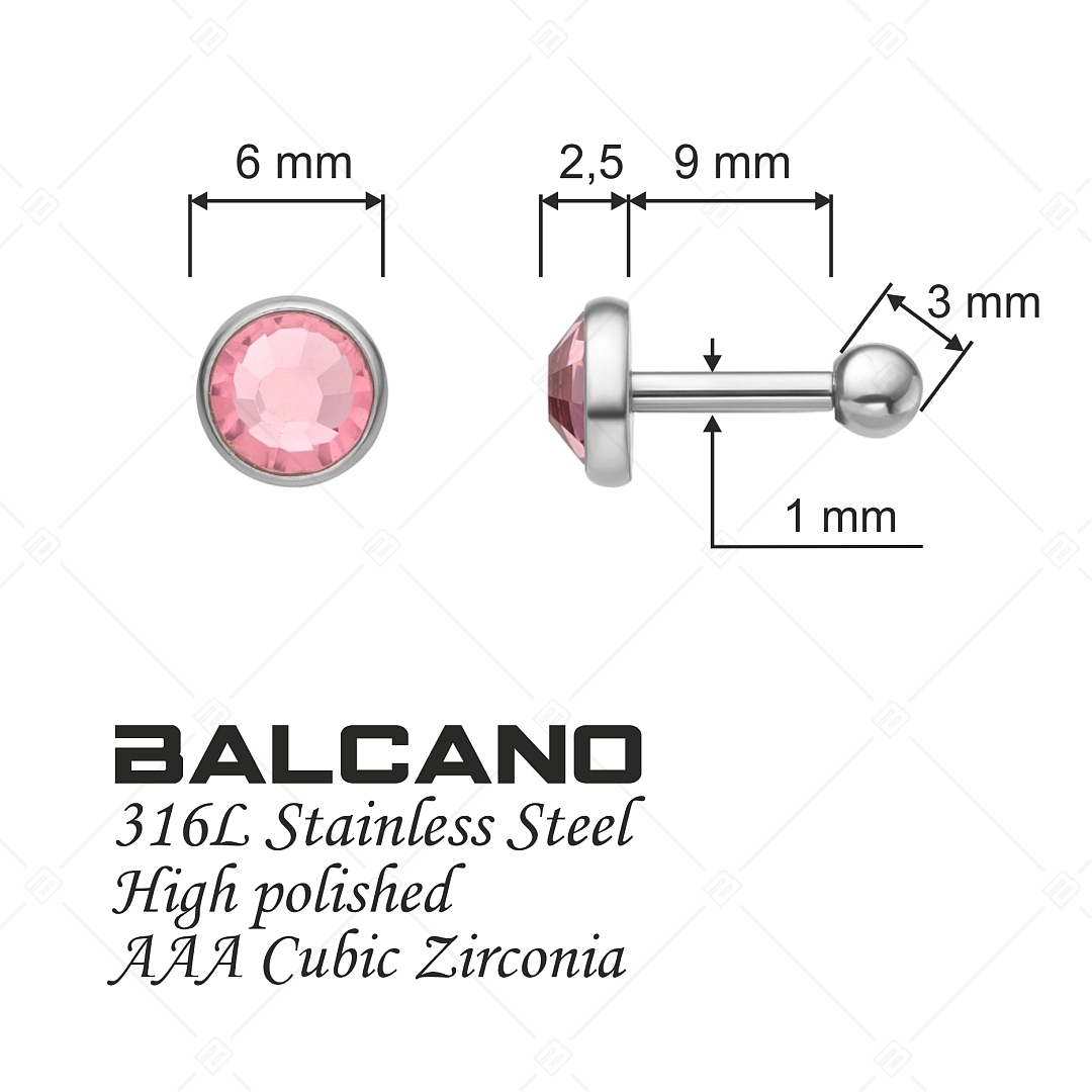 BALCANO - Punto / Runde glänzende Ohrstecker mit Kristall (141210BC28)