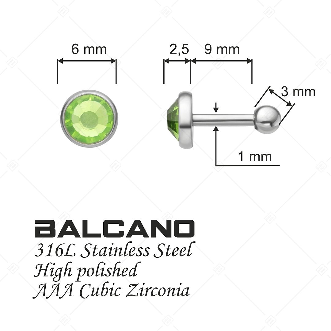 BALCANO - Punto / Runde glänzende Ohrstecker mit Kristall (141210BC38)