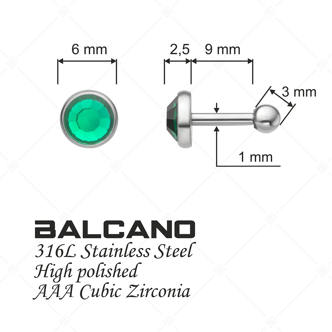 BALCANO - Punto / Runde glänzende Ohrstecker mit Kristall (141210BC39)