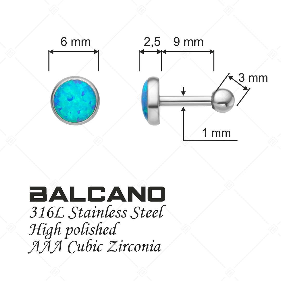BALCANO - Punto /  Ball Closure Sparkle Dot Earrings With Opal Stone (141210BC44)