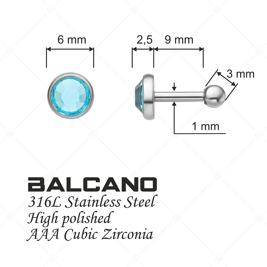 BALCANO - Punto / Runde glänzende Ohrstecker mit Kristall (141210BC48)