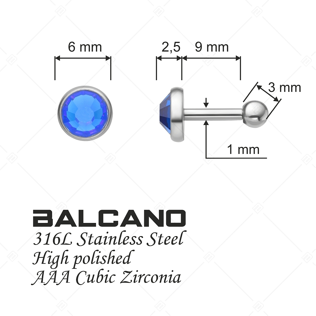 BALCANO - Punto / Runde glänzende Ohrstecker mit Kristall (141210BC49)