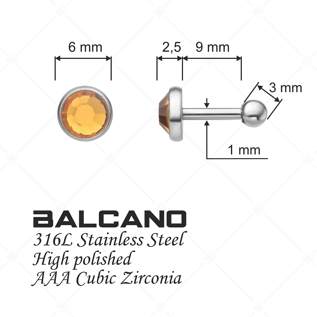 BALCANO - Punto / Runde glänzende Ohrstecker mit Kristall (141210BC55)