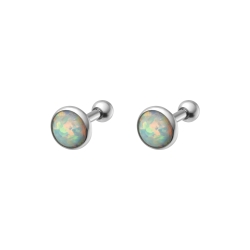 BALCANO - Punto / Boucles d'oreilles à pois scintillants avec pierre opale fermeture à boule
