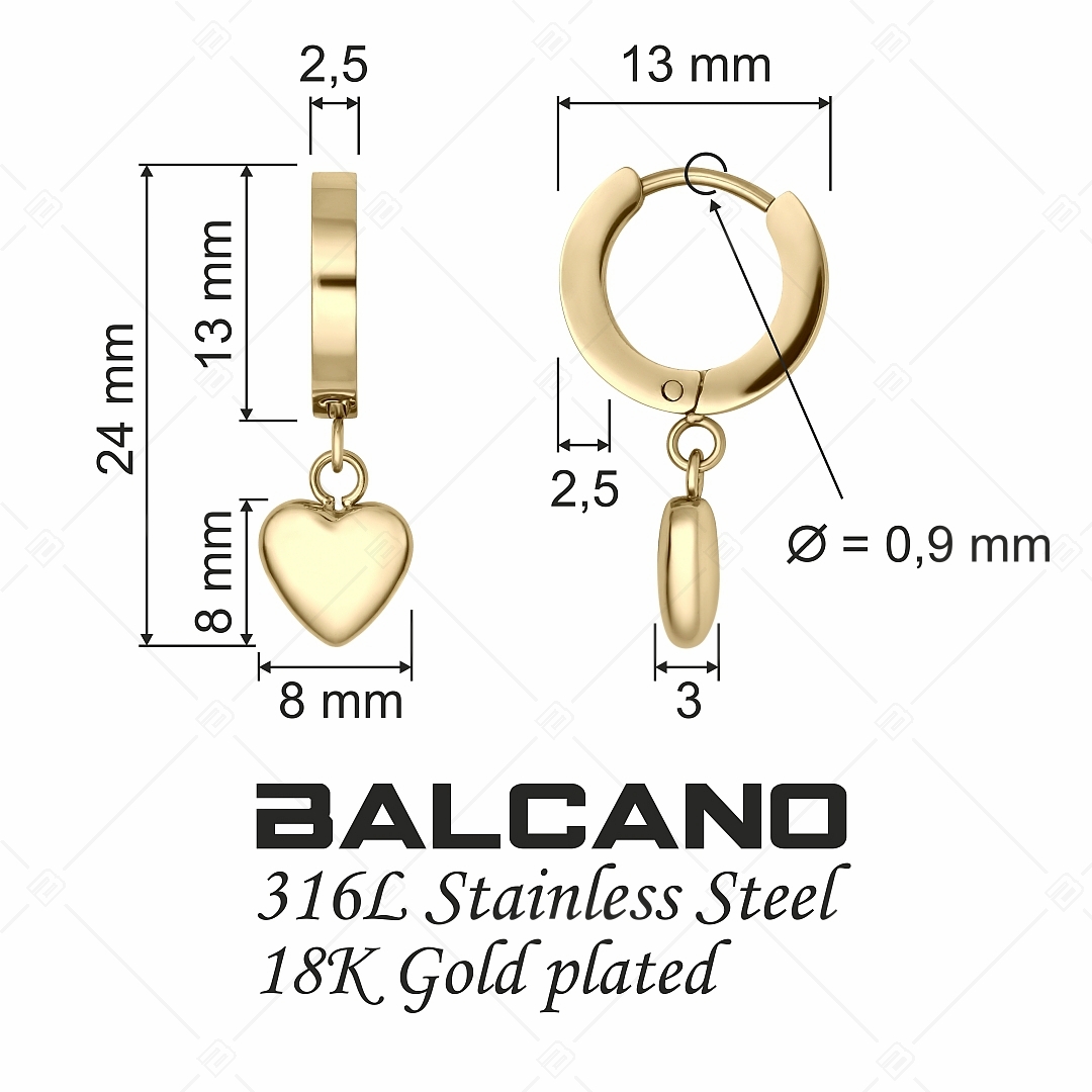 BALCANO - Valentina / Boucles d'oreilles créoles avec un coeur suspendu et fermoir à pression (141215BC88)