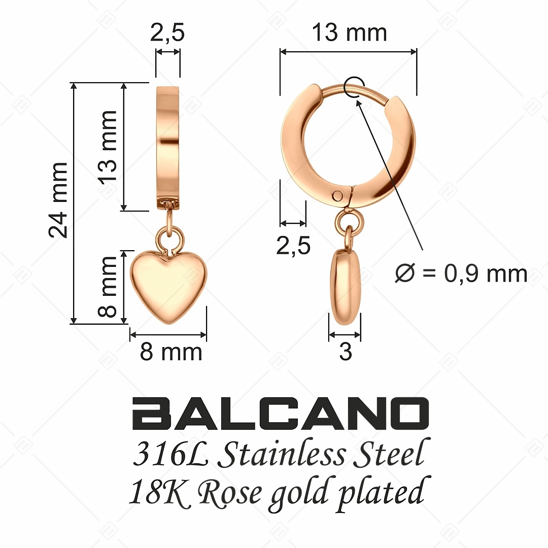 BALCANO - Valentina / Boucles d'oreilles créoles avec un coeur suspendu et fermoir à pression (141215BC96)