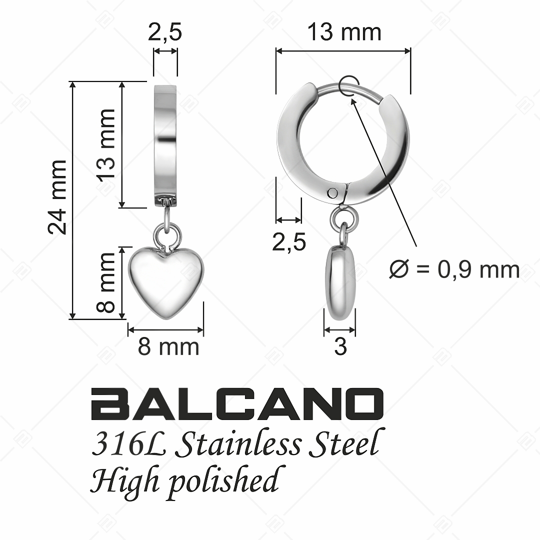 BALCANO - Valentina / Boucles d'oreilles créoles avec un coeur suspendu et fermoir à pression (141215BC97)