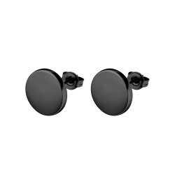 BALCANO - Bottone / Gravierbare Edelstahl-Ohrringe mit schwarzer PVD-Beschichtung