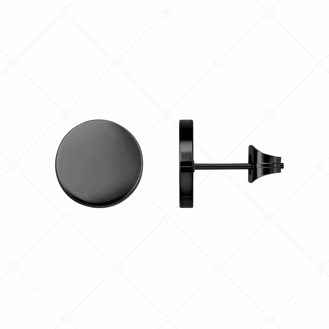 BALCANO - Bottone / Gravierbare Edelstahl-Ohrringe mit schwarzer PVD-Beschichtung (141218EG11)