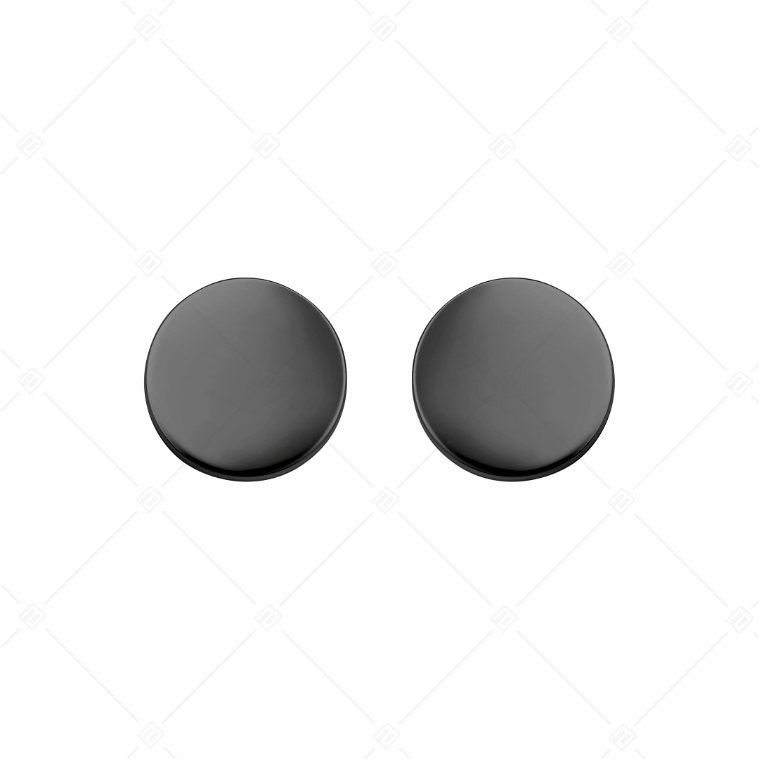 BALCANO - Bottone / Boucles d'oreilles gravables en acier inoxydable plaqué PVD noir (141218EG11)