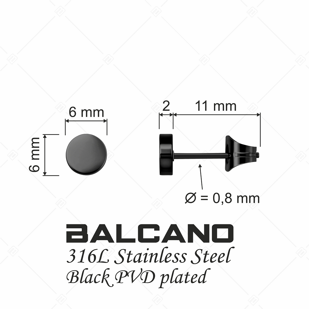 BALCANO - Bottone / Engravable Stainless Steel Earrings With Black PVD Plated (141218EG11)