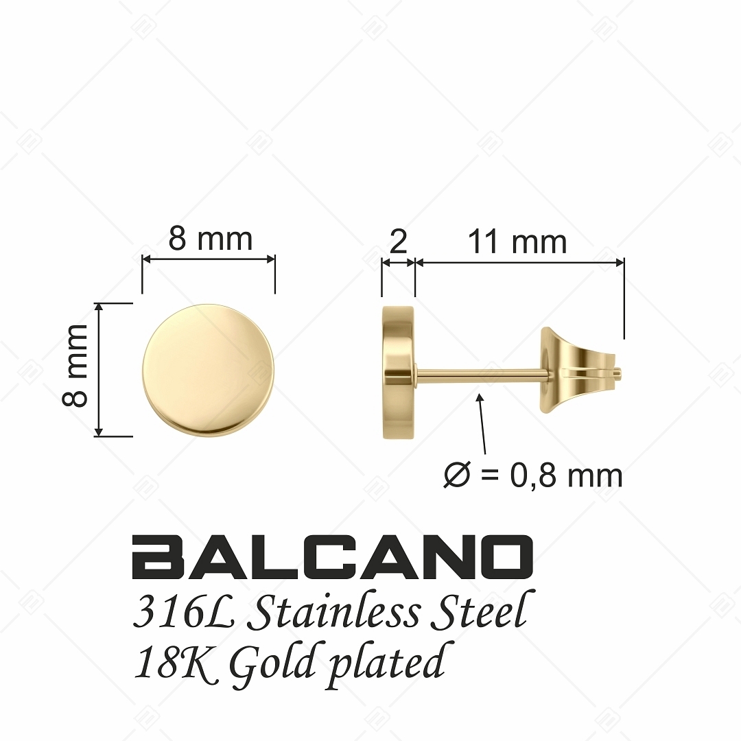 BALCANO - Bottone / Boucles d'oreilles gravables en acier inoxydable plaqué or 18K (141218EG88)