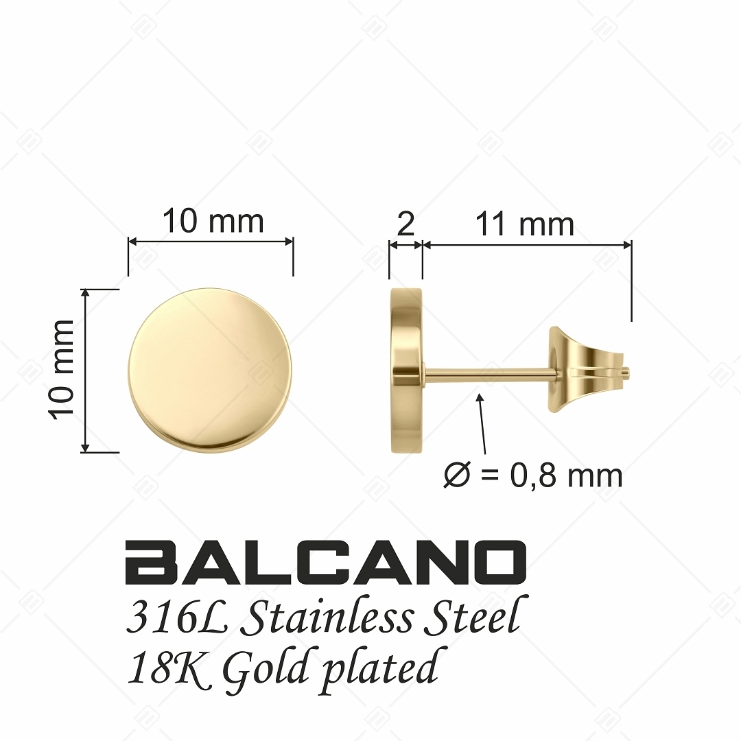 BALCANO - Bottone / Gravierbare Edelstahl Ohrstecker mit 18K vergoldet (141218EG88)