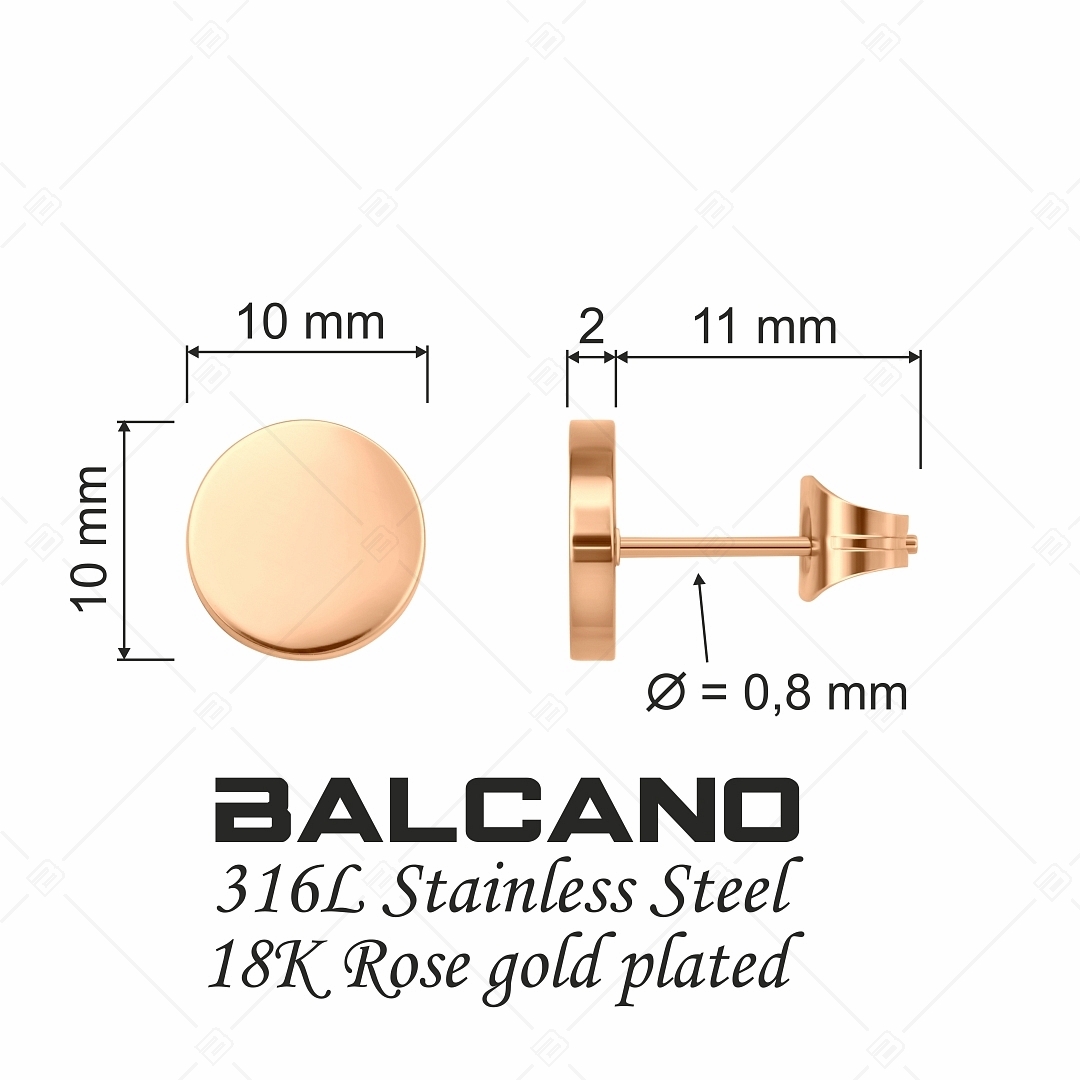 BALCANO - Bottone / Gravierbare Edelstahl Ohrstecker mit 18K rosévergoldet (141218EG96)