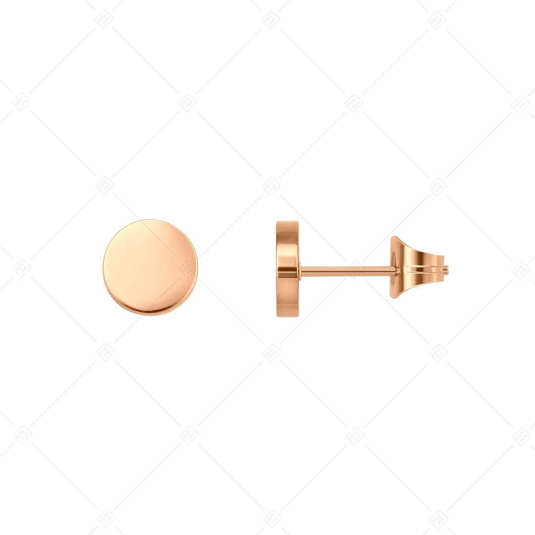 BALCANO - Bottone / Engravable Stainless Steel Earrings With 18K Rose Gold Plated (141218EG96)